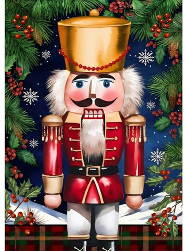 NAIMOER Christmas Diamond Painting Kits for Adults, DIY Happy New Year Diamond Art Nutcracker Kits Pictures, Adults Diamond Art Winter Craft on Canvas for Relaxation Home Decor 30x40cm