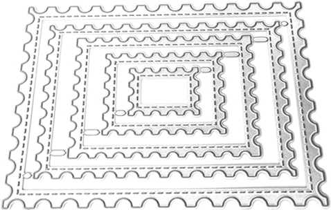 Alipis 5 Stück Briefmarken-Stanzformen Rechteckig Gewellt Gepunktete Linien Prägestempel Aus Metall Für Kartenherstellung Scrapbooking Bastelvorlagen Für Papier Karton Und Diy-Projekte