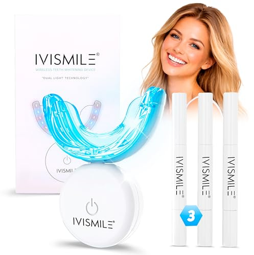 Professionelles Zahnbleaching-Set mit 32X-LED-Licht - 3 Bleaching-Gele für eine schnelle Zahnaufhellung zu Hause - entfernt Verfärbungen und bringt Ihr strahlend weißes Lächeln zurück