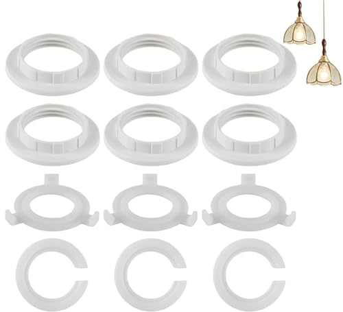 12 Pcs E27 to E14 Lamp Shade Reducer Rings, E14 Socket Adapter, Screw Collar Converter for Lampshades, Durable Lamp Holder Adapter, Easy Installation for Home and Office Lighting