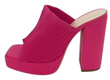 Sandali con tacco alto con plateau grosso, punta aperta, senza lacci, in tessuto elasticizzato, scarpe estive alla moda