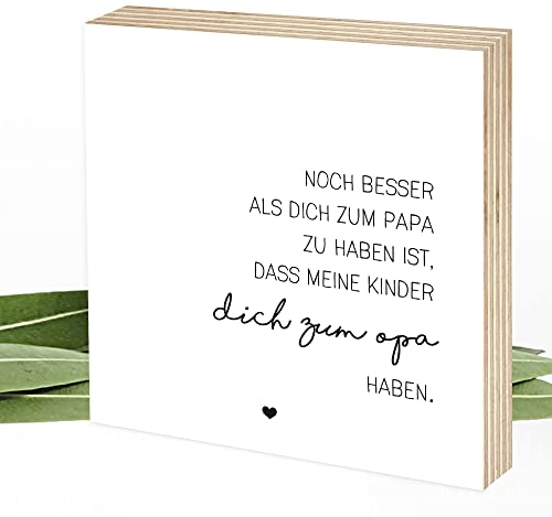 Wunderpixel® Holzbild Bester Papa, bester Opa - 15x15x2cm zum Hinstellen/Aufhängen, echter Fotodruck mit Spruch auf Holz - schwarz-weißes Wand-Bild Aufsteller zur Dekoration oder Geschenk-Idee