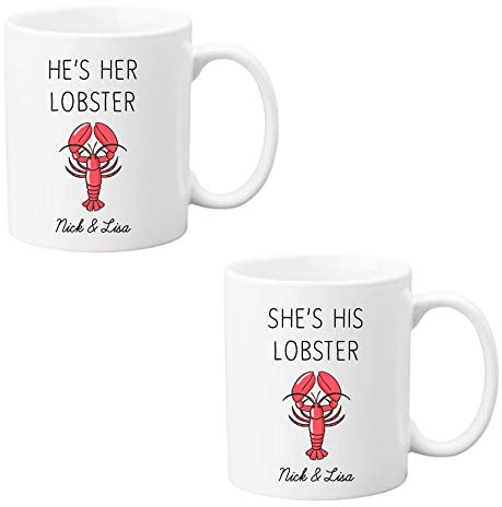 Drifting Ducks Personalised Ceramic Mug Set Gift | You’re My Lobster Coffee Cups | Custom Printed with Names