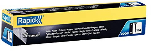 Rapid Professional No. 16A 20° Galvanised Brad Nails, Length 38 mm, Pack of 2000, 5000818