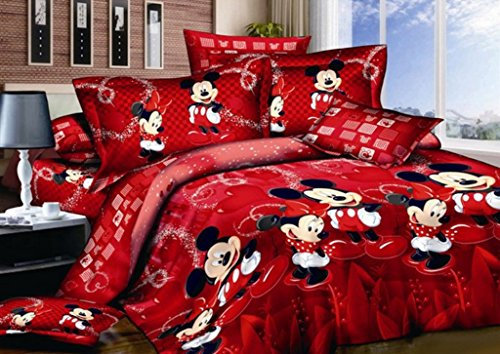 Haru Homie 100% Baumwolle, wendbarer Kinder-Bettwäsche-Set mit Mickey-Maus-Motiv, 3-teiliges Bettwäsche-Set mit Reißverschluss, komplett (ohne Bettdecke)