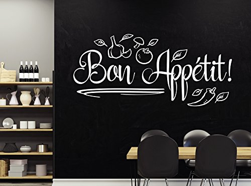 tjapalo® w-pkm370 Wandtattoo Esszimmer Sprüche Wandtattoo guten appetit Wandtattoo bon appetit (B58 x H27 cm)