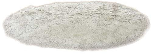 Hochflor Shaggy Rund Teppich Carpet Wohnzimmer Faux Lammfell Schaffell Teppich,Weiß Grau,Durchmesser 70CM