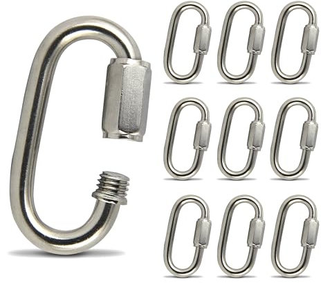 PROTECH 10 Stück Schnellglieder M5 Karabiner 5mm mit Verschluss aus Edelstahl V4A Schraubverbinder Schraubkettenglied A4 Verschlusskarabiner Kettenverbinder