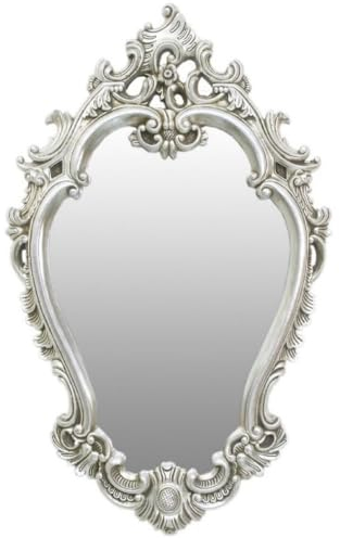 Casa Padrino Barock Spiegel Silber 65 x H. 105 cm - Prunkvoller Wandspiegel im Barockstil - Garderoben Spiegel - Wohnzimmer Spiegel - Barock Möbel