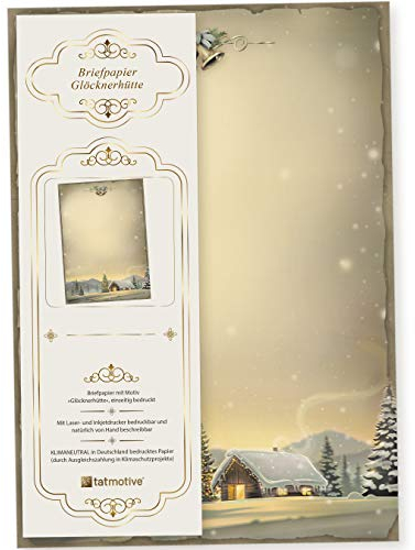 Glöcknerhütte 250 Blatt Briefpapier Weihnachten, Weihnachtspapier A4 Nostalgie