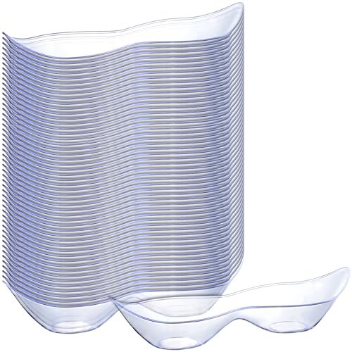 Decorline Elegante, transparente 2-teilige Bootsschalen – groß (50 Stück) – vielseitige Serviertabletts – perfekt für Unterhaltung und Heimdekoration