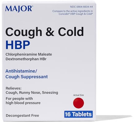 MAJOR Cough and Cold HBP Tablets, Decongestant Free, 6 Count, (1-Pack)