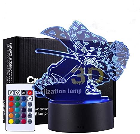 QQAAMZ Demon Slayer Lampe-3D Led Acrylic Agatsuma Zenitsu Nachtlicht 16 Farben Wechselnde Touch Mit Fernbedienung,Dekorative Lichter Für Kinderzimmer, Geburtstags- Und Weihnachtsgeschenke