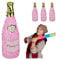 Relaxdays 4 x Pinata Sektflasche, Geburtstagspinata, Champagner Pinata zum Aufhängen, Prinzessin, Piñata zum Befüllen, rosa-Gold