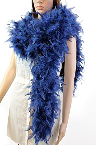 Flydreamfeathers Chandelle-Federboa, 100 g, 2 m lang, über 10 Farben, ideal für Party, Hochzeit, Kostüm, Marineblau.