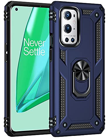 BestST Case Compatible with OnePlus 9 Pro 5G Case,Screen Protector Heavy Duty Shockproof Impact-Resistant Ultimate Armor Cover Bumpers Protective phone case,with Ring Kickstand,Blue