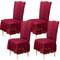 Qubjus Stuhlabdeckungen für Esszimmer Satz von 4 Stretch Stuhl Slipcover mit Rock abnehmbar waschbar Küche Stuhl Protector Cover Set für Haus, Party, Hochzeit(Burgandy, 4Stück)