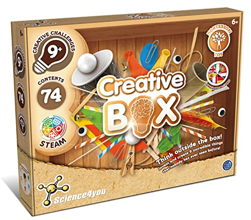 Science4you Kreativ Set für Kinder - Montessori Spielzeug mit 74 Bastelmaterial für Kinder, Spielzeug mit Bastelset für Kinder, Diy Set, Spiele und Geschenke für Mädchen und Junge 5 6 7 8+ Jahre