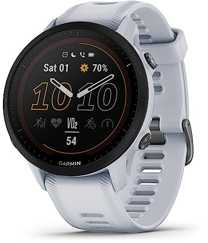 Garmin Forerunner® 955, GPS Running Smartwatch, abgestimmt auf Triathleten, ausdauernder Akku, Whitestone
