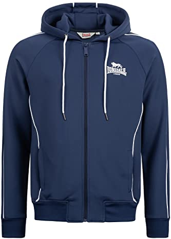 Lonsdale Men's ACHAVANICH Hooded Sweatshirt, Dark Navy/White, L