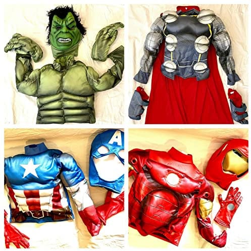 Di Official AVENGERS - Boxed set of 4 Action Heroes fancy dress roleplay Costume set Hulk, Iron-Man, Thor, Capt America for kids - DisneyMarvel - Size 5-6