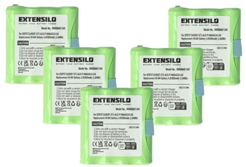 EXTENSILO 5X Batteries Compatible avec Motorola TLKR T3, T4, T5, T50, T6, T60, T61, T7, T8, T80 Radio Talkie-walkie (800mAh, 4,8V, NiMH)