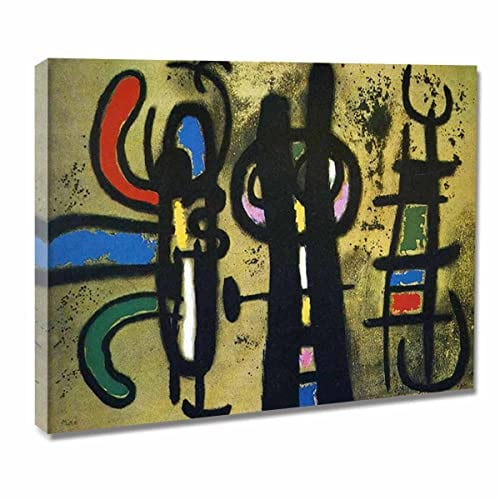 Ltt-Ydd-Ccl Joan Miro《Charakter und Vogel》Kunstdruck Poster Kunstdruck auf Leinwand für Wohnzimmer, Schlafzimmer, Büro Dekoration Gerahmt Bereit Zum Aufhängen(90x126cm-35x49inch-Gerahmt)