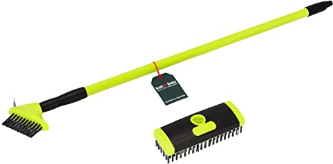 KOTARBAU® Juego de Cepillos para Juntas para Adoquines + Escoba con Mango Telescópico 80-140 cm Cepillo de Acero Limpiajuntas Raspador de Juntas Cepillo de Malas Hierbas Cepillo de Alambre