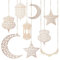 Mecctuck 9 Stück Ramadan Deko, Holz Anhänger Ornament, Ramadan Mubarak & Eid Mubarak Dekoration, Islamische Deko, Mond & Stern Anhänger für Ramadan & Eid Party Deko