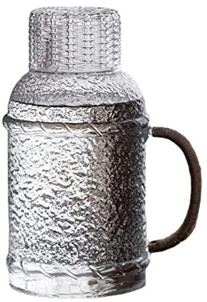 UIYIHIF Carafe à eau de nuit avec verre vintage, carafe en verre et distributeur de bain de bouche en verre pour chambre à coucher, table de nuit, carafe à eau en verre, 2500 ml