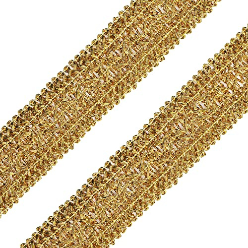 9,1 m, Breite 36 mm, goldene Spitzenborte, Bastelband, verzierter Gimpen-Bordüre für Hochzeit, Braut, Performance-Kostüme oder Schmuck, Basteln und Nähen (Gold)