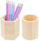 Pot Crayon Bois, 2 Pièces Pot à Crayons Rond En Bois, Carré En Bois Pot à Crayons pour Rangement pour Pinceaux de Maquillage Stylo Crayon