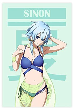 FISH DRAGATE Sword Art Online Sinon 2 Leinwand-Poster, Wandkunst, Dekoration, Bild für Wohnzimmer, Schlafzimmer, Dekoration, Rahmen-Stil, 30 x 45 cm