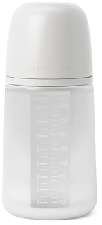 Suavinex, Biberón con Botella de Silicona de 240 ml, con Tetina Fisiológica SX Pro de Silicona, con válvula Anticólico, Biberón de Flujo Medio (M). Para Bebés +3 Meses. Colour Essence, Gris