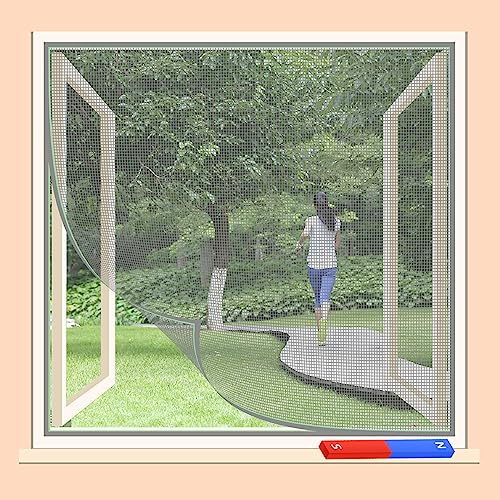 Zanzariera magnetica per finestra, 0,8 x 3 cm, venduta al metro, zanzariera magnetica tagliata a misura desiderata per coprire finestre e porte, colore grigio.