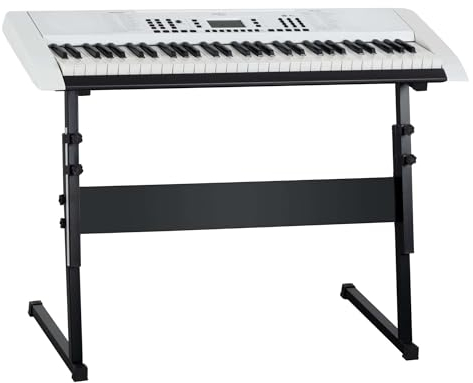 FunKey 61 Edition Weiß Safety Fix Set - 61 Tasten-Keyboard mit Anschlagdynamik - LCD Display mit detaillierten Anzeigen - Mikrofon- und Kopfhöreranschluss - Inklusive Z-Ständer mit Schraubsicherung