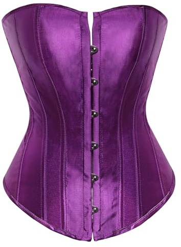 Springcmy Women Plus Size Corset Tops Boned Overbust Bustier Shapewear Lingerie Floral Lace Up Furry Trim Push Up Santa Christmas Costume