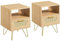 Yaheetech 2er Set Nachtttisch Rattan-Design Beistelltisch mit 1 Schublade und 1 Offenen Ablagefach Nachtschrank Metallbeine Nachtkommode Sofatisch für Schlafzimmer/Wohnzimmer, Hellbraun