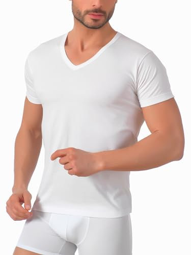 Liabel Lot de 3 t-shirts pour homme en coton 100 % Premium ConfortFit | Douceur et Respirabilité | T-shirt homme idéal pour toutes les activités, 3 pièces Blanc - Col en V, XL