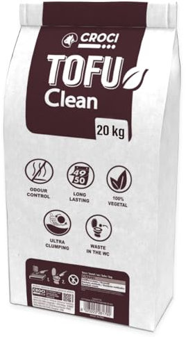 Croci Tofu Clean Katzenstreu, klumpend, biologisch abbaubar, 100% pflanzlich, geruchshemmend, langlebig, preiswert