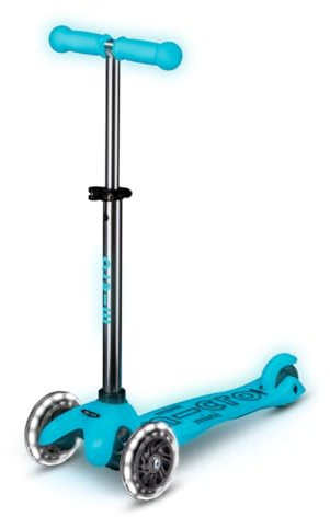 Micro® Mini Deluxe Glow LED Trottinette 3 roues pour garçons et filles | Plateforme, poignées et frein qui brillent dans l'obscurité | Roues avec lumière LED | Très légère | Hauteur du guidon réglable