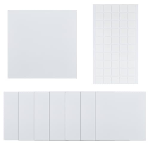 SUPERFINDINGS 8 placas planas de plástico en blanco de 18 cm para pared con 60 cintas adhesivas de doble cara, a prueba de polvo, placa cuadrada esmerilada en blanco para cubrir agujeros de placas de