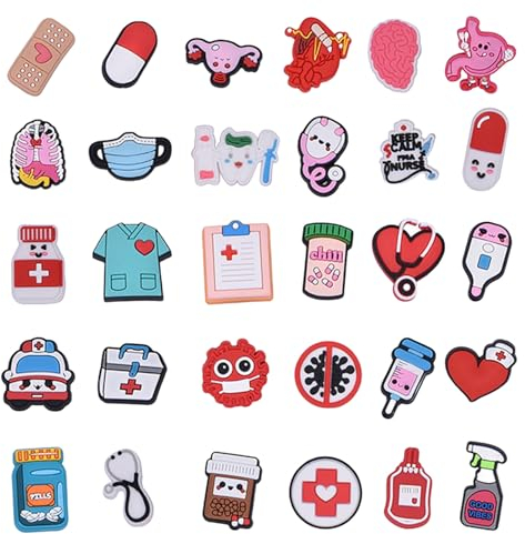Zernblend 30 Stück Schuhanstecker Pins Anstecker, Nurse Anstecker Schuhschmuck für Schuhe DIY, PVC Stecker Pins Schuhanhänger für Teens, Frauen und Jungen