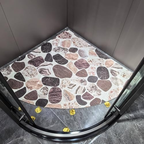 AHKFUL Eck-Duschmatte rutschfest, Komfortabel PVC-Luffa Duschmatte Dreieckig, Duschmatte Halbrund mit Ablauflöchern, Eckduschmatte, Schnell Trocknend,A,21x21inch(54x54cm)