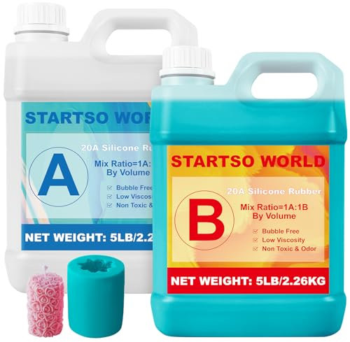 STARTSO WORLD Abformsilikon, 4L 20A Flüssiges Silikon/Gießsilikon, Grün Silikonkautschuk für den Formenbau, ideal für DIY Harzformen, Kerzenform, Seifenform, Gießen, Basteln