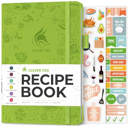 Clever Fox Recipe Book to Write in Your Own Meals 14.5x21.5 Apple Green | Blank cook book notebook, Cooking & baking essentials for women, teens, kids & girls, Make your own DIY baker's notebook