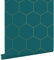 papier peint hexagone bleu canard et or 0,53 x 10,05 m - ESTAhome