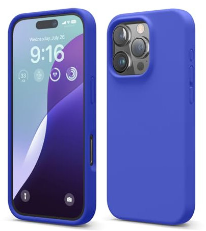 elago Compatible with iPhone 16 Pro Case, Premium Liquid Silicone Case, Full Body Protective Cover, Shockproof, Slim Phone Case, Anti-Scratch Soft Microfiber Lining, 6.3 inch (Cobalt Blue)