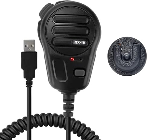 HYSHIKRA Microphone USB-A, micro PTT et clé programmable pour simulateur de camion américain, PC, ordinateur portable, téléphone portable, jeu PC avec support de microphone et logiciel de
