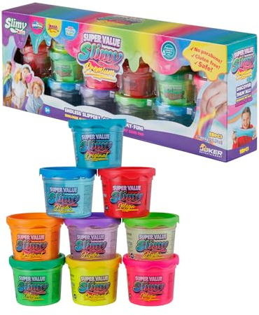 SLIMY Super Value 18-Pack - Original Slimy Slime Set mit 3 verschiedenen Spielmassen in 9 Farben, maximaler Spielspaß für Kinder mit 900g Schleim und elastischer Spielknete